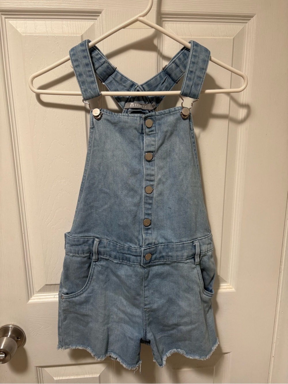 Tractr Light Blue Denim Kids Short Overall Romper